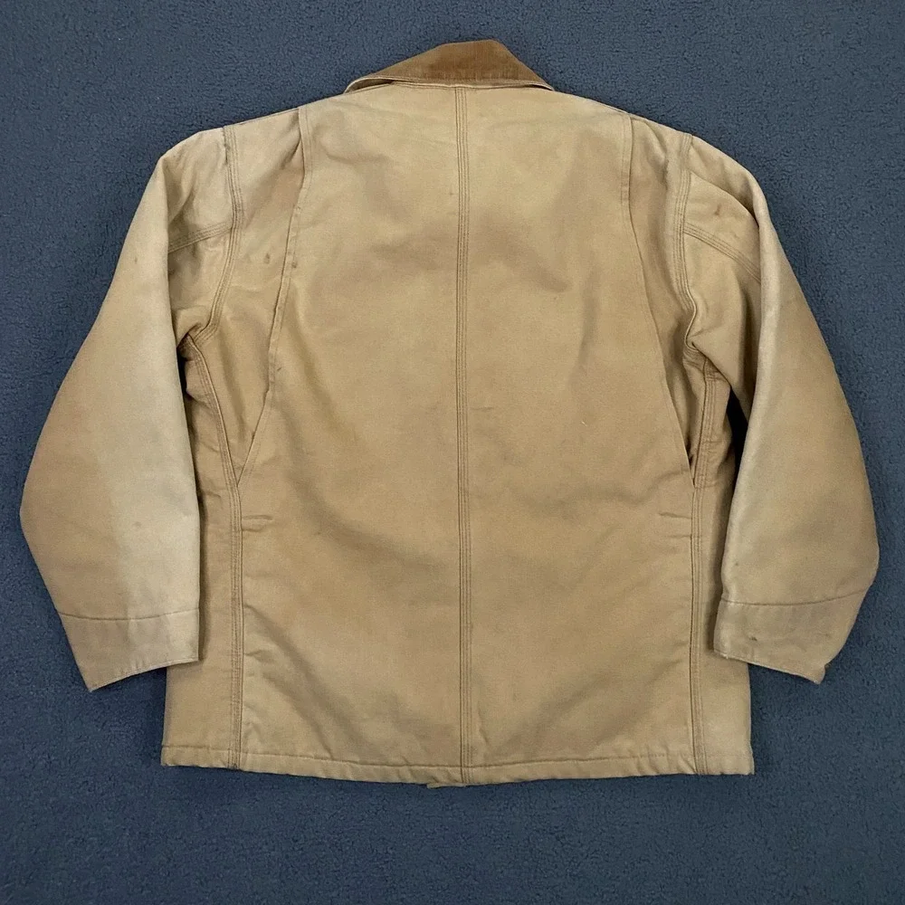 Carhartt Michigan Chore Jacket FITS Men Large Brown Canvas Blanket Lined Vintage